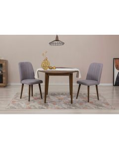 HANAH HOME Set trpezarijski sto i 2 stolice Vina 0701, braon/siva
