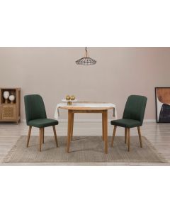 HANAH HOME Set trpezarijski sto i 2 stolice Vina 1070, braon/zelena