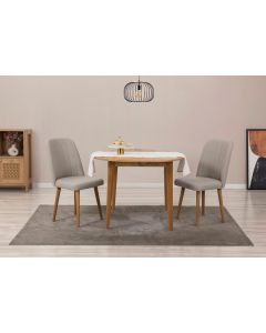 HANAH HOME Set trpezarijski sto i 2 stolice Vina 1005, siva/krem