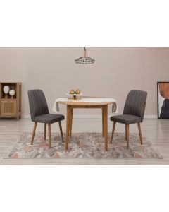 HANAH HOME Set trpezarijski sto i 2 stolice Vina 1501, krem/antacit