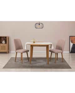 HANAH HOME Set trpezarijski sto i 2 stolice Vina 0900, krem/bež