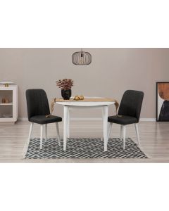 HANAH HOME Set trpezarijski sto i 2 stolice Vina 1053, bela/antacit
