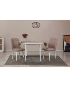 HANAH HOME Set trpezarijski sto i 2 stolice Vina 0900, bela/krem