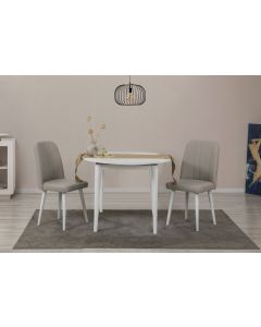 HANAH HOME Set trpezarijski sto i 2 stolice Vina 1005 3 v2, bela/krem