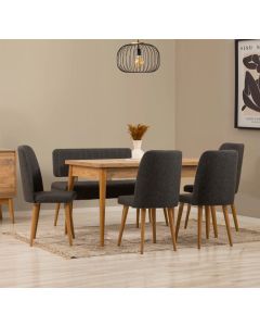 HANAH HOME Set trpezarijski sto i stolice Vina, braon/antracit