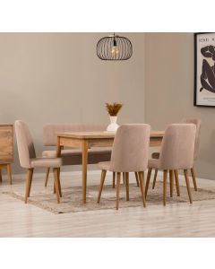 HANAH HOME Set trpezarijski sto i stolice Vina, braon/bež