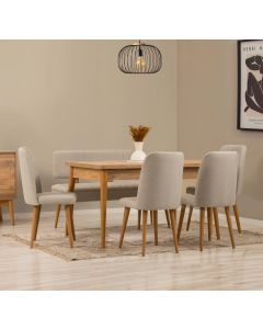 HANAH HOME Set trpezarijski sto i stolice Vina, braon/krem