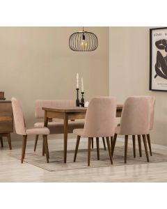 HANAH HOME Set trpezarijski sto i stolice Vina, braon/bež