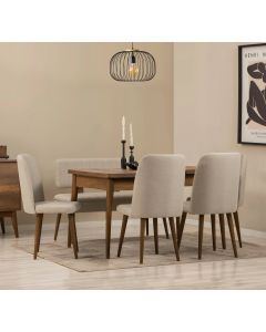 HANAH HOME Set trpezarijski sto i stolice Vina, braon/krem