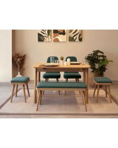 HANAH HOME Set trpezarijski sto i stolice Vina Mini 03 1070, svetlobraon/zelena