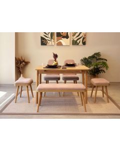 HANAH HOME Set trpezarijski sto i stolice Vina Mini 03 0900, svetlobraon/bež