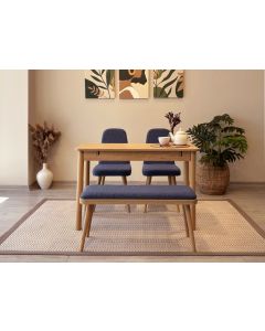 HANAH HOME Set trpezarijski sto i stolice Vina Mini 01 1048, svetlobraon/tamnoplava