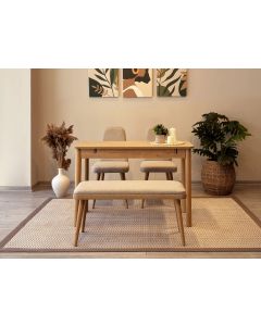 HANAH HOME Set trpezarijski sto i stolice Vina Mini 01 1005, svetlobraon/krem