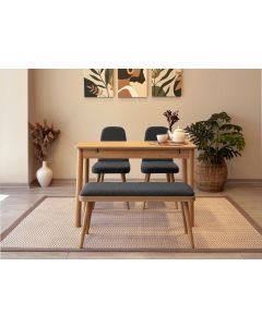 HANAH HOME Set trpezarijski sto i stolice Vina Mini 01 1053, svetlobraon/antracit