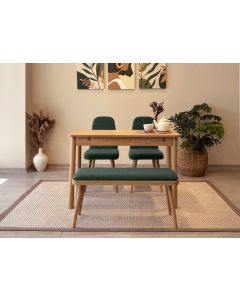 HANAH HOME Set trpezarijski sto i stolice Vina Mini 01 1070, svetlobraon/zelena