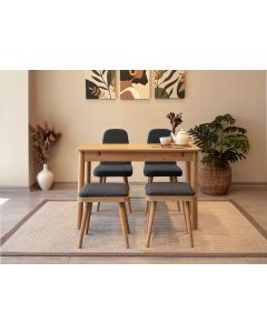 HANAH HOME Set trpezarijski sto i stolice Vina Mini 02 1053, svetlobraon/antracit