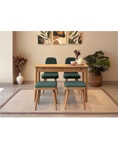 HANAH HOME Set trpezarijski sto i stolice Vina Mini 02 1070, svetlobraon/zelena