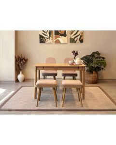 HANAH HOME Set trpezarijski sto i stolice Vina Mini 02 0900, svetlobraon/bež