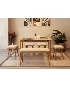 HANAH HOME Set trpezarijski sto i stolice Vina Mini 06 1005, svetlobraon/krem