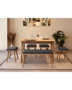 HANAH HOME Set trpezarijski sto i stolice Vina Mini 06 1053, svetlobraon/antracit