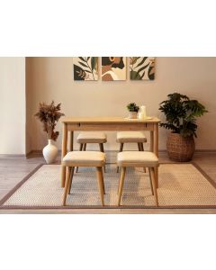 HANAH HOME Set trpezarijski sto i stolice Vina Mini 05 1005, svetlobraon/krem