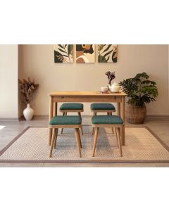HANAH HOME Set trpezarijski sto i stolice Vina Mini 05 1070, svetlobraon/zelena