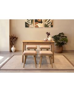 HANAH HOME Set trpezarijski sto i stolice Vina Mini 05 0900, svetlobraon/bež