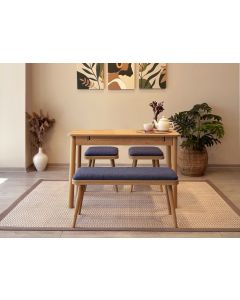 HANAH HOME Set trpezarijski sto i stolice Vina Mini 04 1048, svetlobraon/tamnoplava