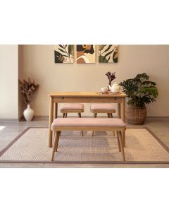 HANAH HOME Set trpezarijski sto i stolice Vina Mini 04 0900, svetlobraon/bež