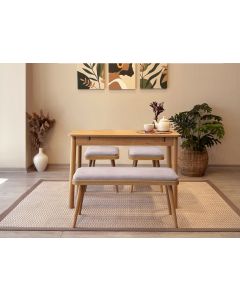 HANAH HOME Set trpezarijski sto i stolice Vina Mini 04 0701, svetlobraon/siva