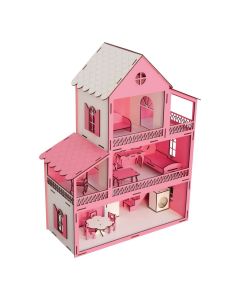 GRANDER Drvena kućica za lutke, roze - 870158