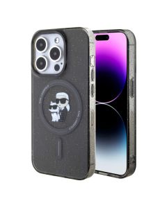 LICENSED KARL LAGERFELD Maska za iPhone 15 Pro MAGSAFE IML KC GLITTER, crna - 200846-1