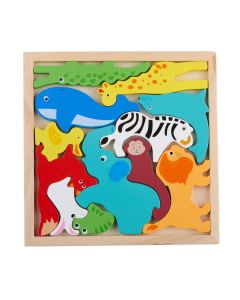 MARIONETTE WOODEN TOYS Drvena puzzle slagalica sa životinjama – 12 delova