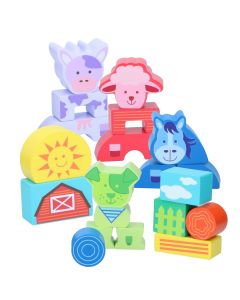 MARIONETTE WOODEN TOYS Drvene kocke Marionette– farm životinje (20 delova)