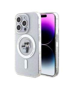 LICENSED KARL LAGERFELD maska za iPhone 15 Pro MAGSAFE IML KC, providna/gliter - KLHMP15LHGKCNOT