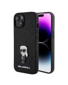 LICENSED KARL LAGERFELD maska za iPhone 15 IKONIK, crna - KLHCP15SGKNPSK