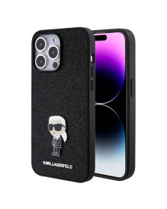 LICENSED KARL LAGERFELD maska za iPhone 15 Pro Max IKONIK, crna - KLHCP15XGKNPSK