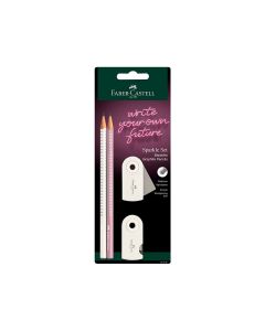 FABER CASTELL Grafitne olovke Polyblister 2S parkle+rezač+gumica 218481 coconut milk - E474