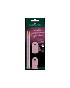 FABER CASTELL Grafitne olovke Polyblister 2S parkle+rezač+gumica 218480 rose shadows - E476