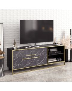 HANAH HOME TV komoda Polka, mermer crna/zlatna - 875ZNA3060