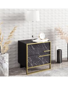 HANAH HOME Noćni ormarić Polka, crna/zlatna - 875ZNA3409