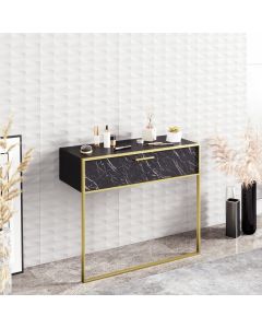 HANAH HOME Konzolni sto Polka, memer crna/zlatna