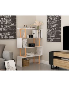 HANAH HOME Polica za knjige Adriana, zlatna/bela - 875ZNA3621