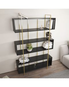 HANAH HOME Polica za knjige Bruti, antracit/zlatna - 875ZNA4509