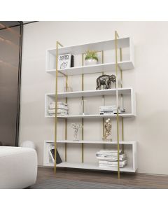 HANAH HOME Polica za knjige Bruti, bela/zlatna