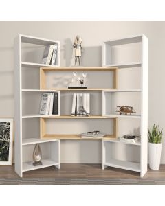 HANAH HOME Ugaona polica Poyraz, bela/svetlobraon