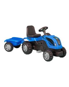 Traktor na pedale sa prikolicom, plava - 88-10121