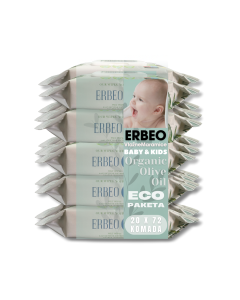 ERBEO Vlažne maramice Organic Olive Oil, 72 komada, 20 Pakovanja - M20-EBWPST722402