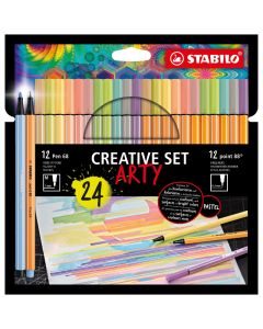 STABILO Flomasteri tanki Point 88+Pen 68, 0.4mm, 1mm, set 1/24 - MC8868-24-1-20-6
