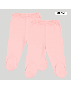 Mafimi Pamučne Pantalonice sa stopicom set od 2 - puder - P-123956